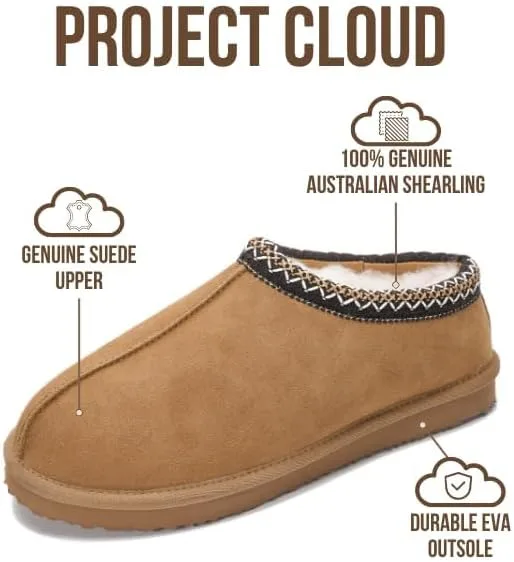 Project Cloud Mens Slippers 100% Genuine Leather with Australian Shearling Lin view 2