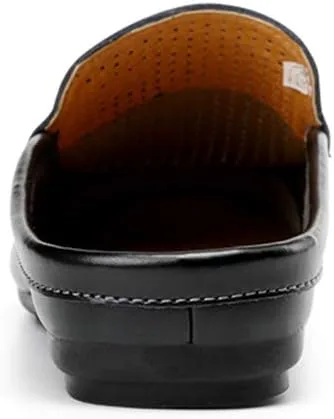 Men's Classic Leather Slippers Office Casual House Slip On Backless Loafers view 3