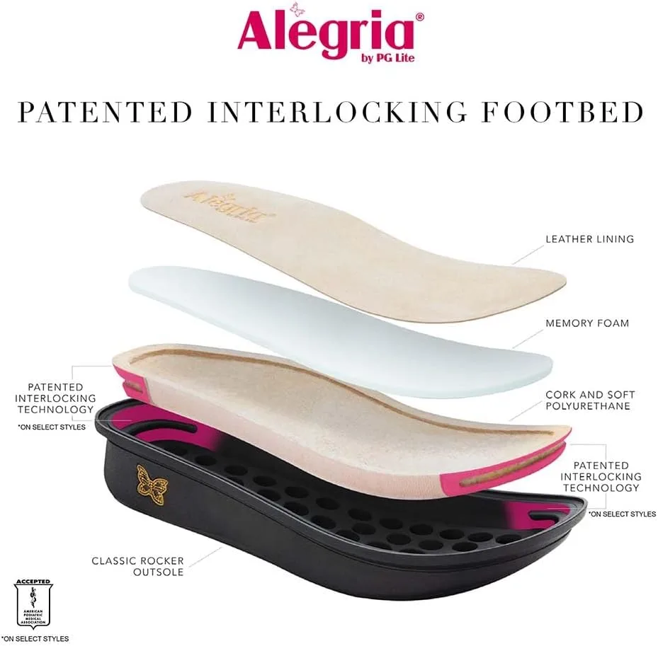 Alegria Women's Osmosis Open Back Wood Look Rocker Leather Clog Heel view 6