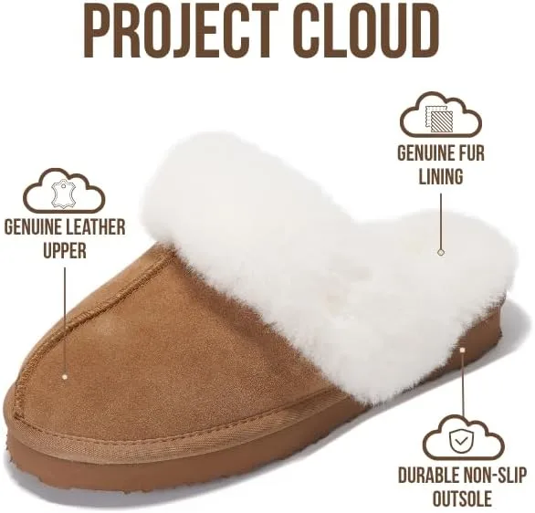 Project Cloud 100% Genuine Leather Slippers for Women Footwear with Genuine Fu view 3