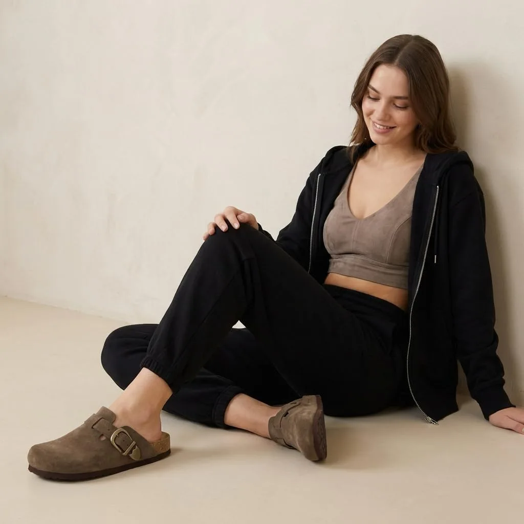 CUSHIONAIRE Hamlet Genuine Leather Suede Clogs for Women, Slip On Shoes with D view 3
