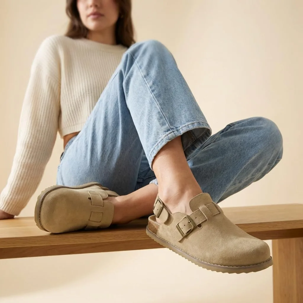 CUSHIONAIRE Brooklyn Suede Womens Slides– Comfortable Clog Mules with Adjustab view 4