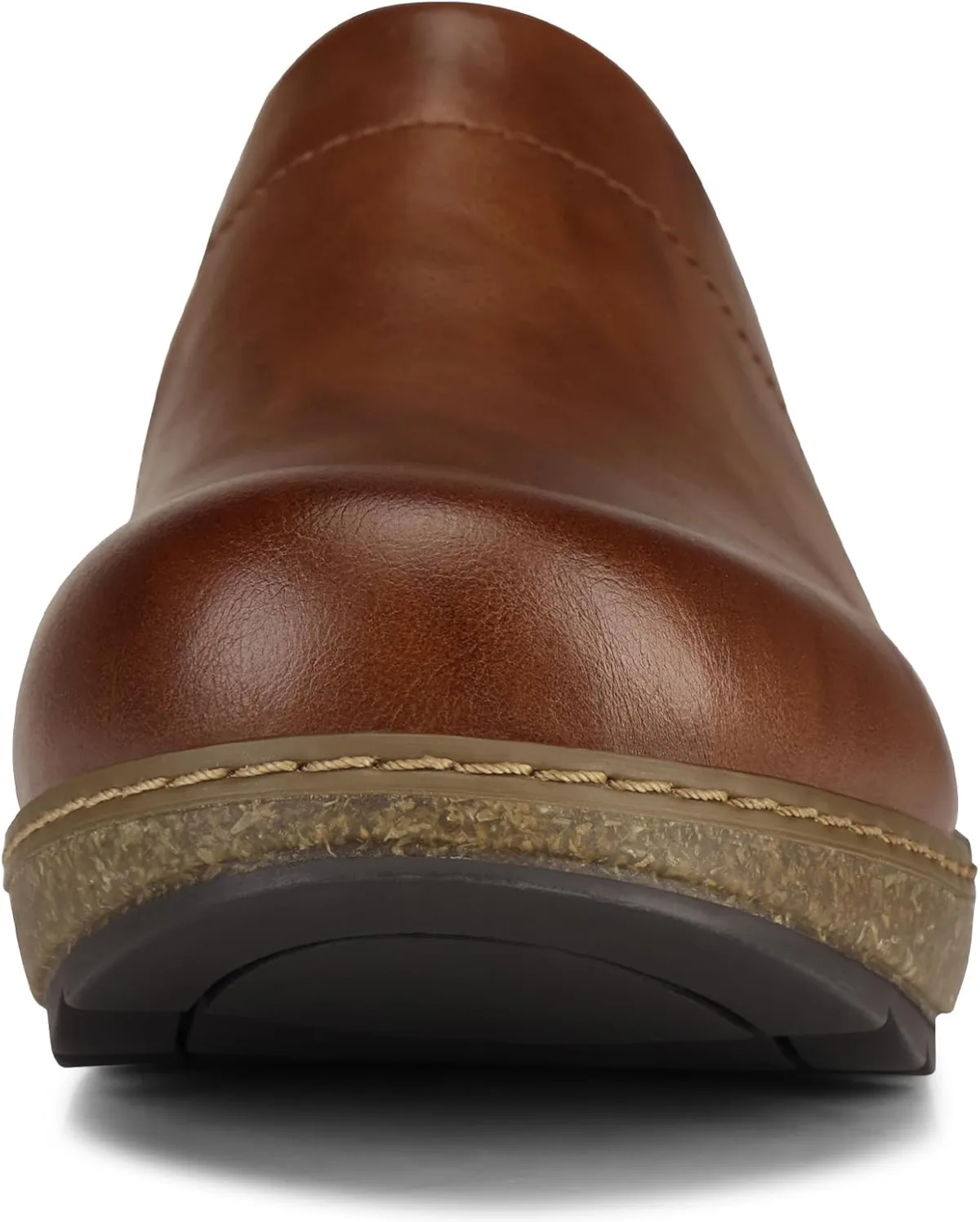 SHIBEVER Clogs for Women Mules Shoes Leather Slip On Clog Closed Toe Comfortab view 4
