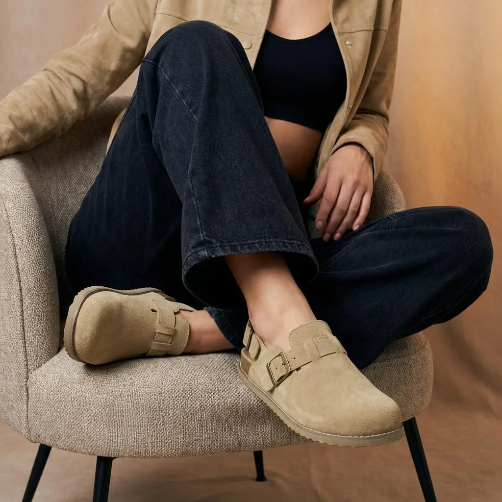 CUSHIONAIRE Brooklyn Suede Womens Slides– Comfortable Clog Mules with Adjustab view 5