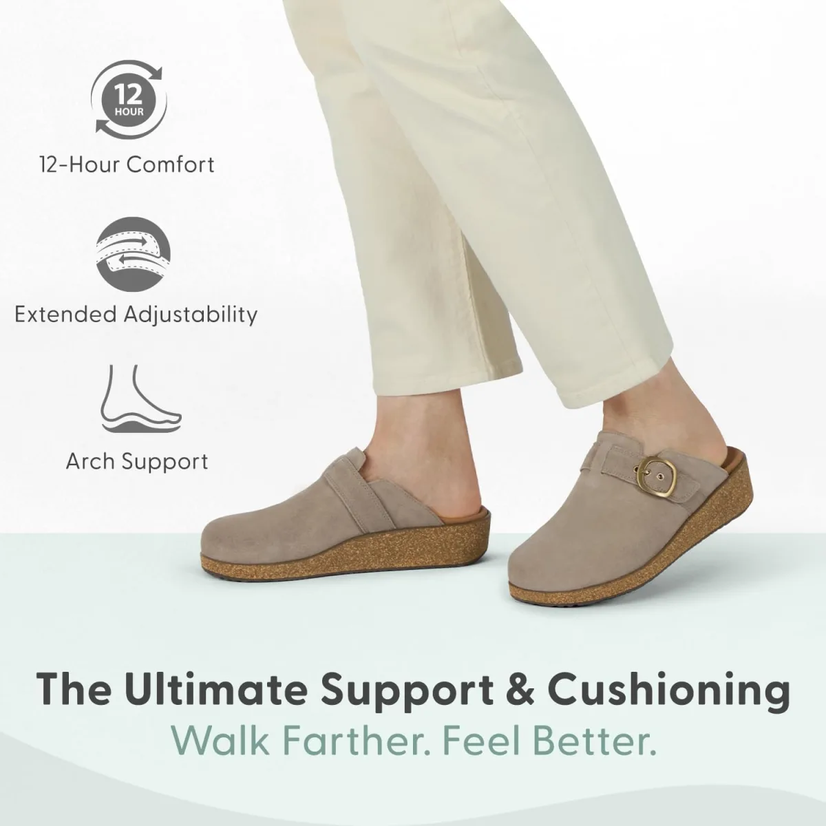 Orthofeet Women's Orthopedic Leather Casey Clogs for Plantar Fasciitis Relief view 2