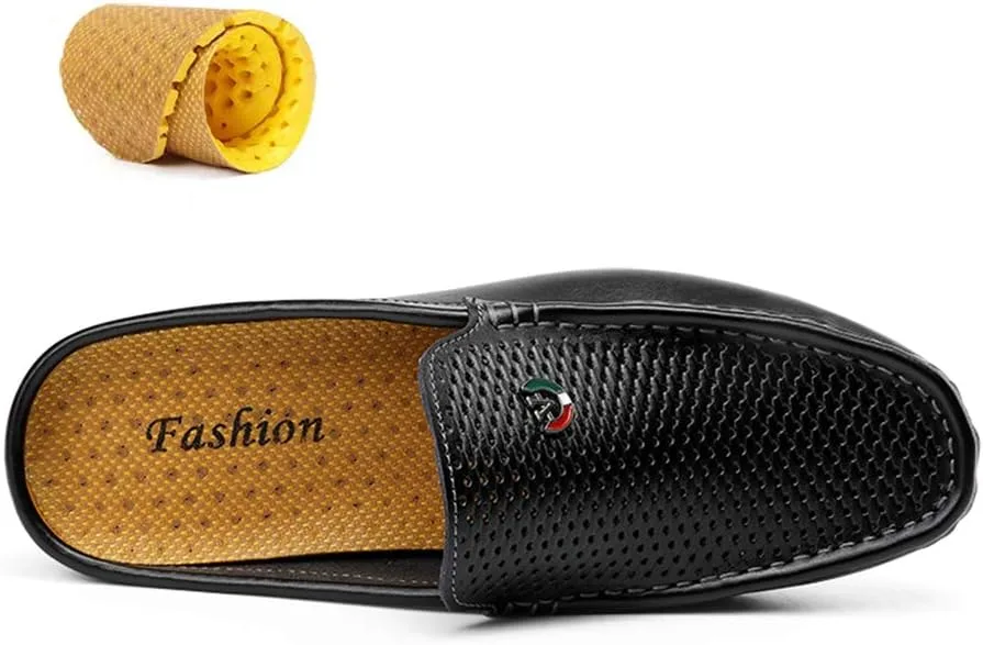 Men's Classic Leather Slippers Office Casual House Slip On Backless Loafers view 4
