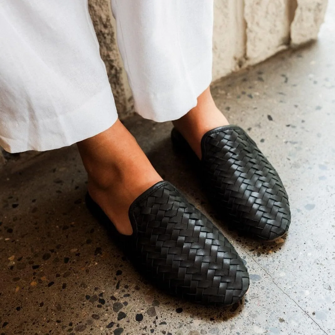 OLUKAI Mi'I Women's Slip-On Mules, Premium Leather & Woven Details, Arch Suppo view 3