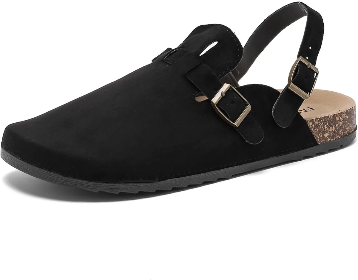 Men's Suede Clogs with Back Strap, Women's Leather Clogs with Arch Support Cor view 6
