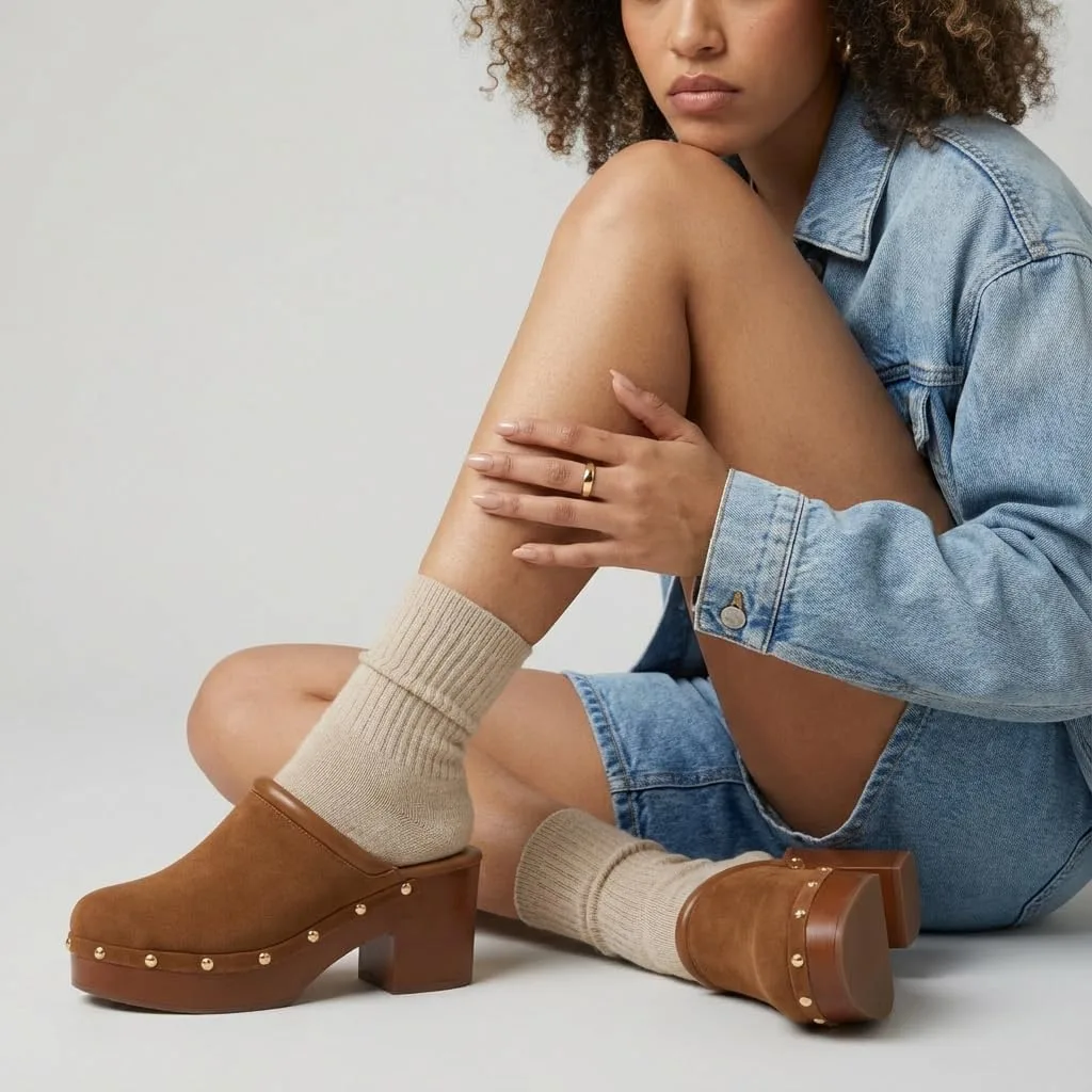 CUSHIONAIRE Women's Guest Faux Wood Clog with Memory Foam Padding, Wide Widths view 2