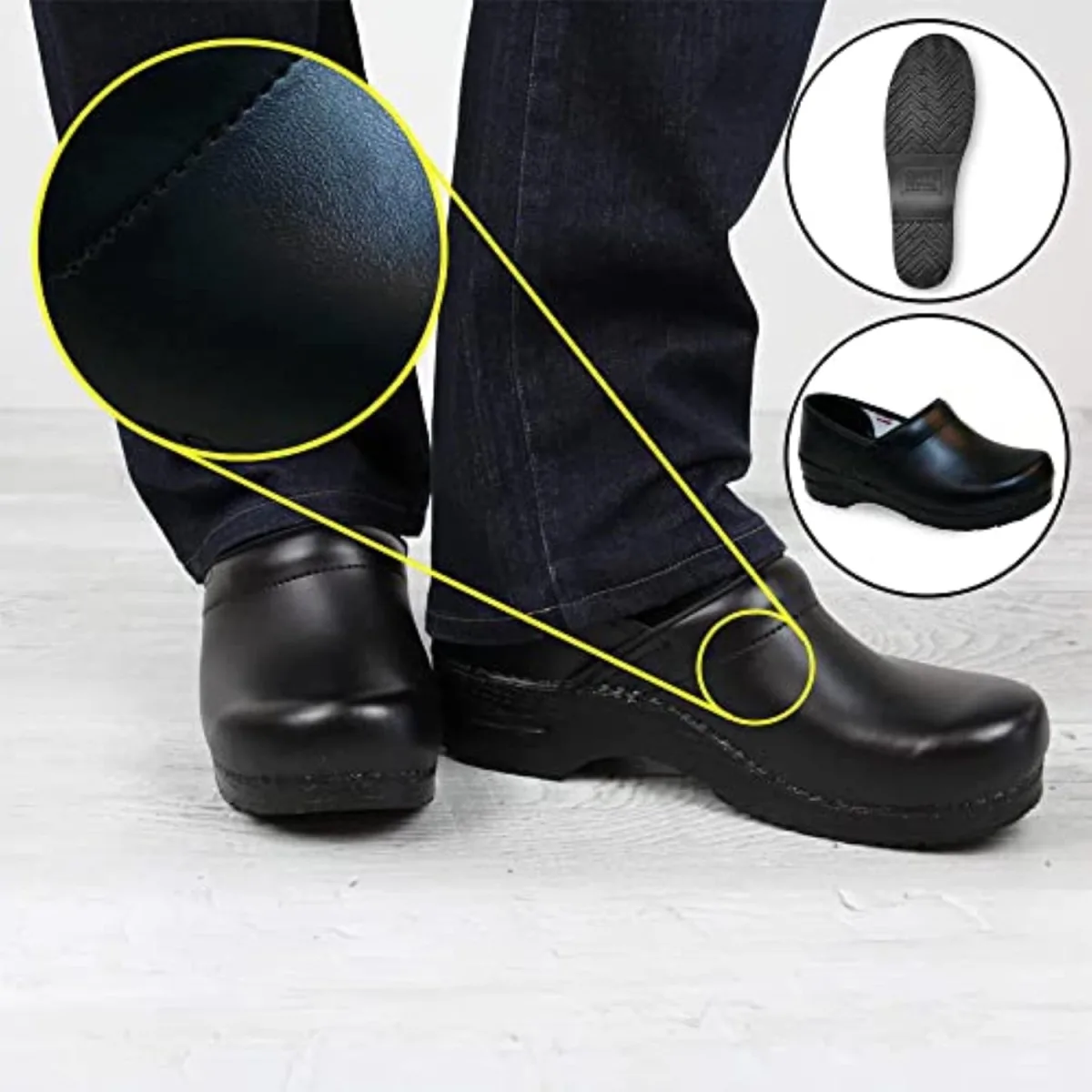 Sanita PU-Coated Leather Professional Clogs for Men view 2