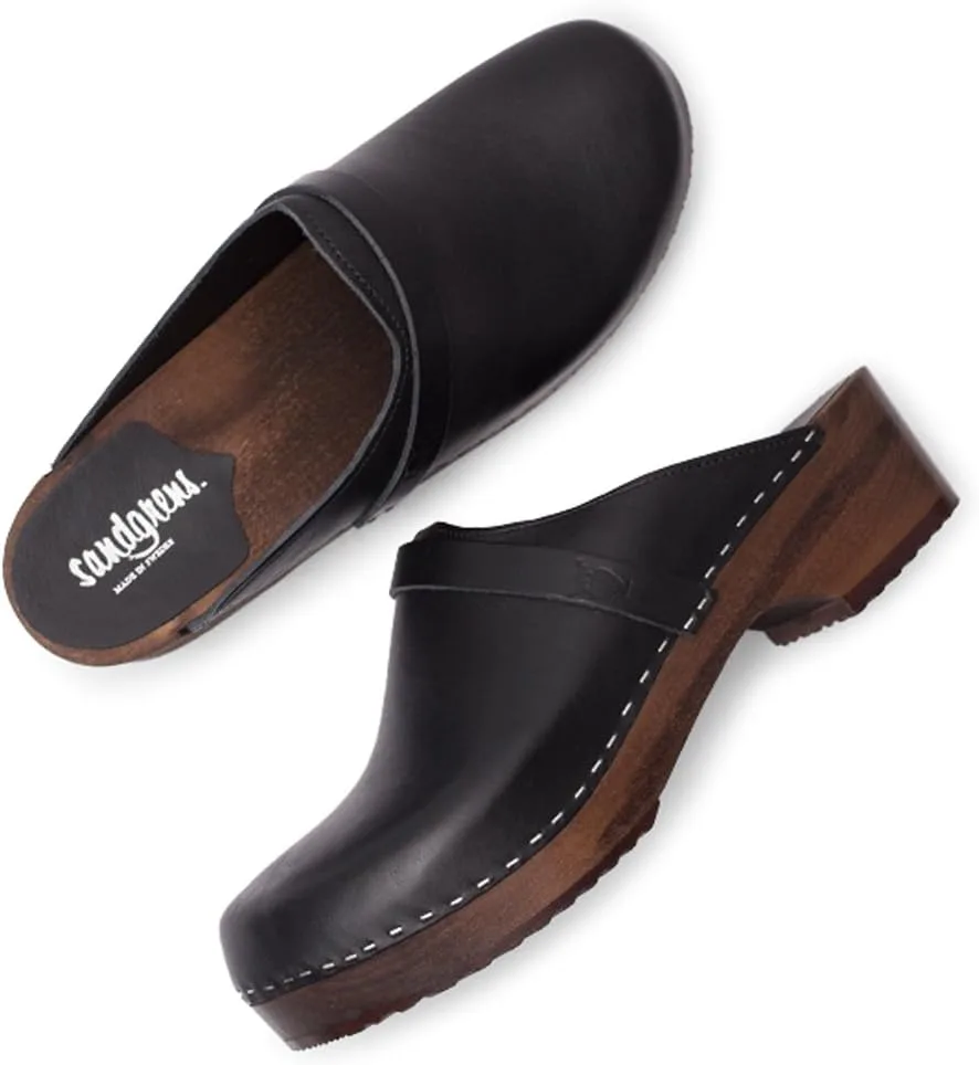 Sandgrens Handmade Swedish Wood Clogs for Men, Low Heel Mule view 3