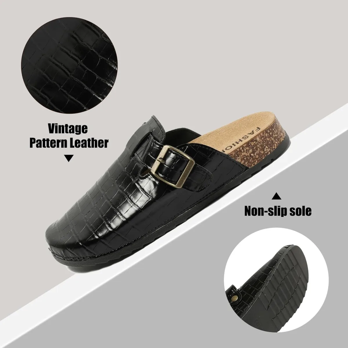 Clogs for Women Leather Mens Clogs Comfort Soft Cork Footbed Mules Slip On Clo view 4