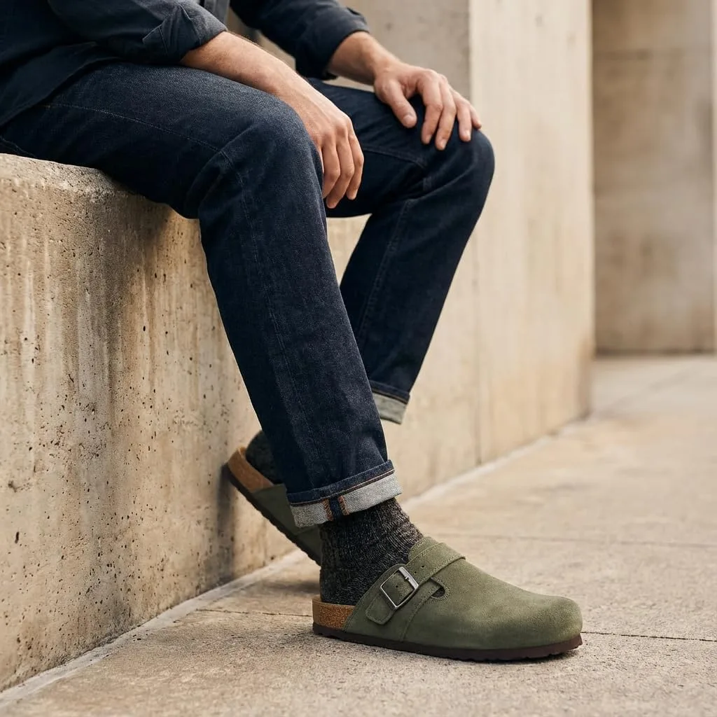 CUSHIONAIRE Hugo Genuine Leather Suede Clogs for Men view 2