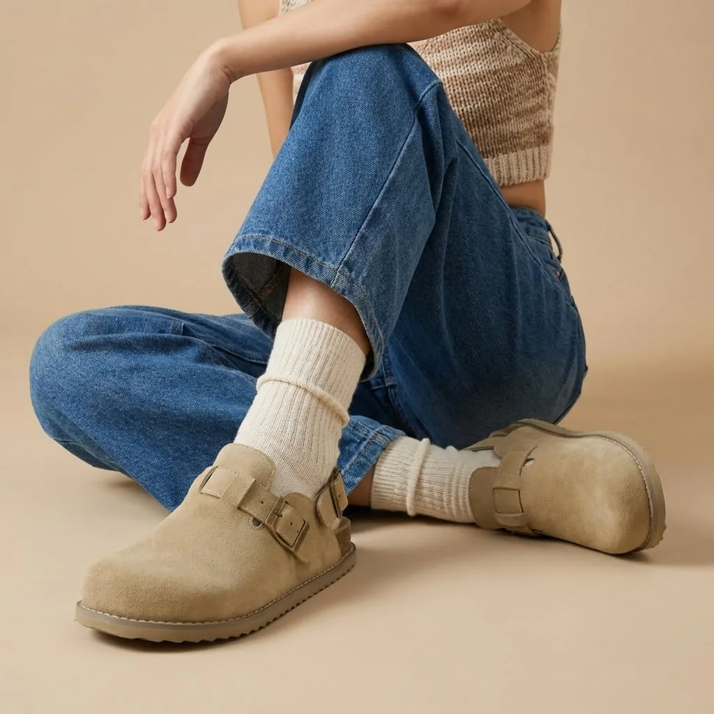 CUSHIONAIRE Brooklyn Suede Womens Slides– Comfortable Clog Mules with Adjustab view 2
