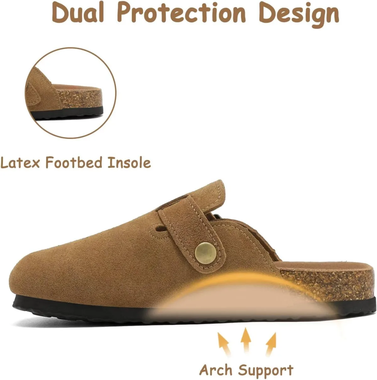 Kids Suede Clogs Boys Girls Mules Cork Genuine Leather Sandals with Adjustable view 4