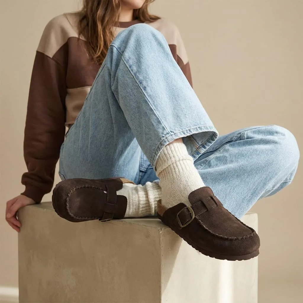 CUSHIONAIRE Canoe Genuine Suede Clogs for Women Footwear with Moc Toe Design view 2