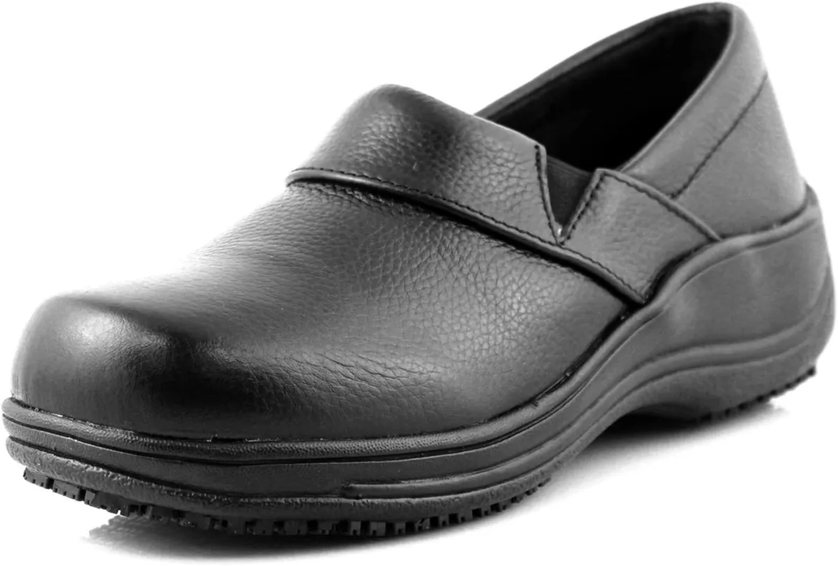 Laforst Jodie Womens Tumble Leather Work Nonslip Slip On Clogs view 3