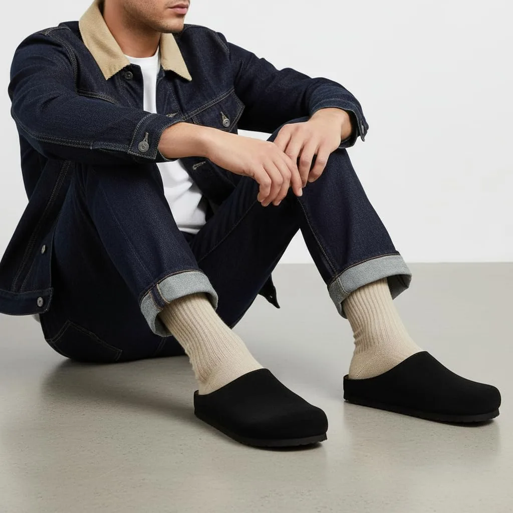 CUSHIONAIRE Heath Genuine Suede Leather Mens Clogs with Memory Foam Comfort, E view 3