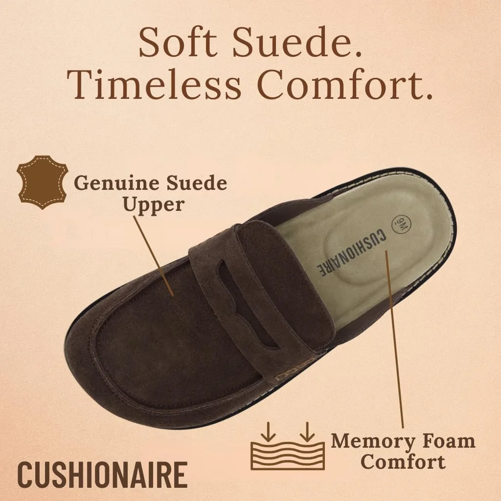 CUSHIONAIRE Wally Loafer-Style Suede Clogs for Men, Slip-On Backless Indoor Ou view 5