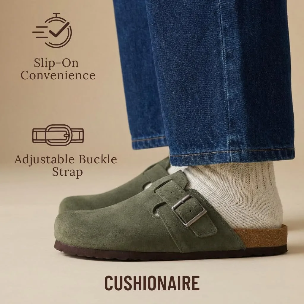CUSHIONAIRE Hugo Genuine Leather Suede Clogs for Men view 5