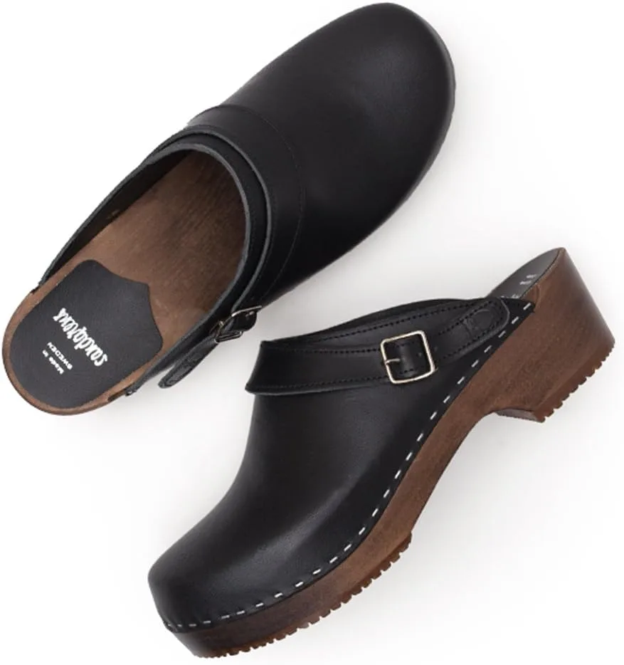 Sandgrens Handmade Swedish Wood Clogs for Men, Low Heel Mule view 3