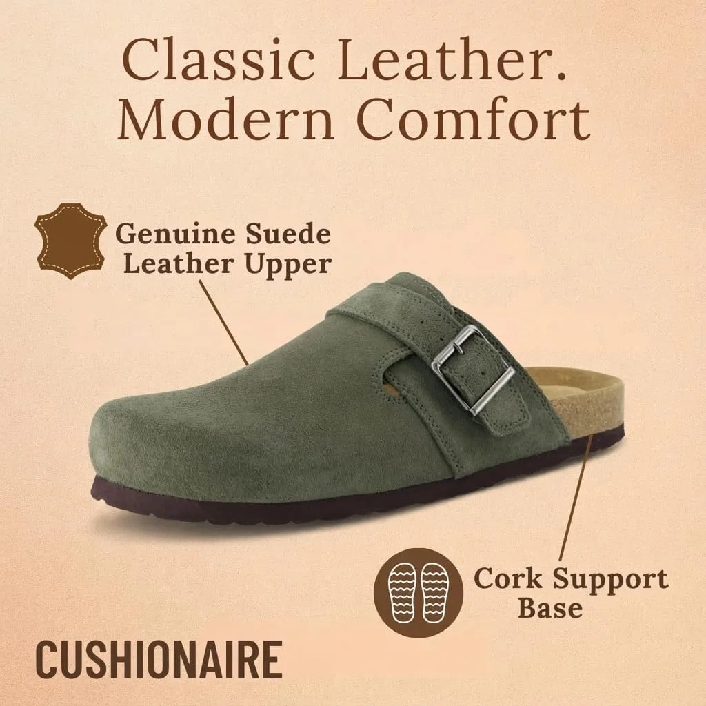 CUSHIONAIRE Hugo Genuine Leather Suede Clogs for Men view 6