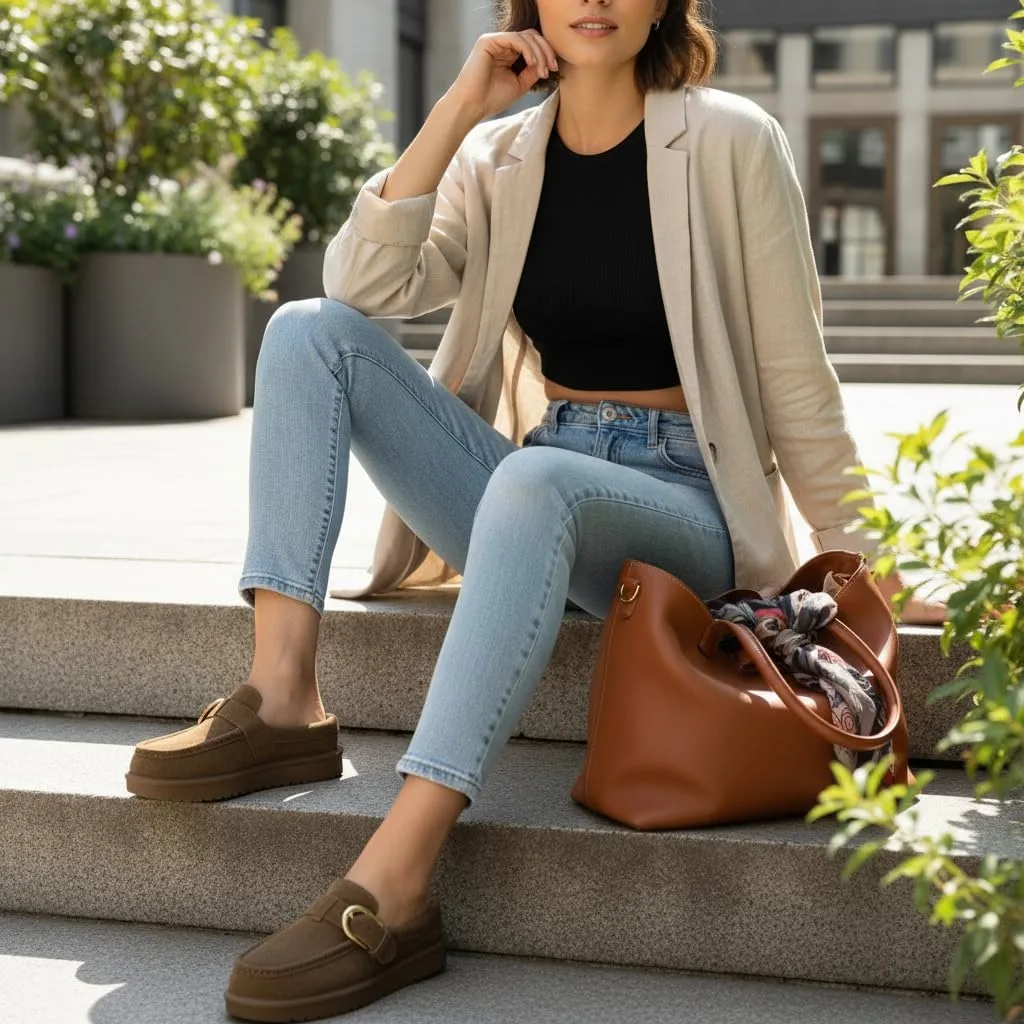 CUSHIONAIRE Origin Genuine Suede Mule Clogs for Women, Cozy Slip-On Moc Toe Lo view 6