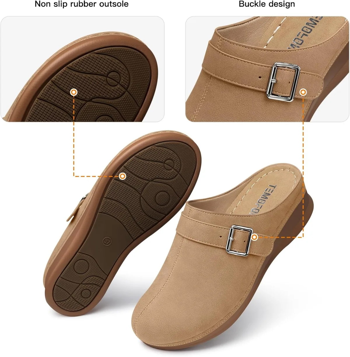 TEMOFON Clogs for Women Slip on Mules: Walking Comfortable, Non Slip, Closed T view 5