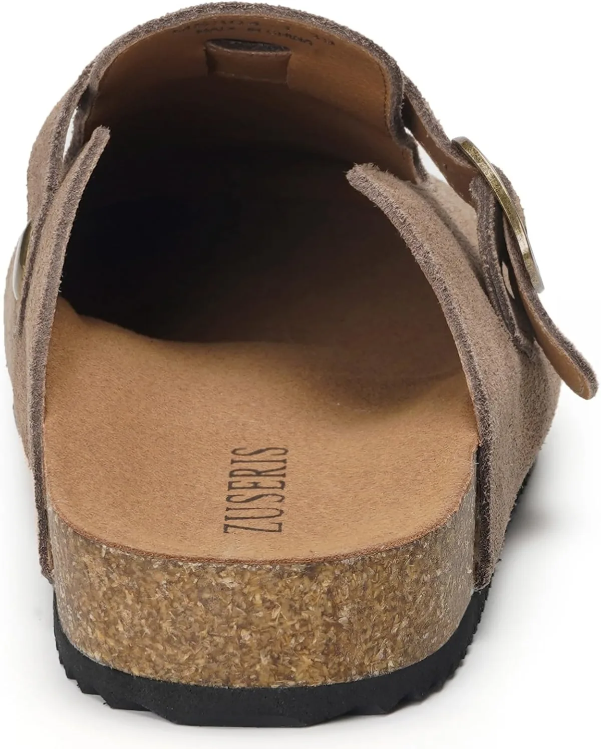 ZUSERIS Women's Men's Suede Clogs Wide Width Leather Mules Cork Footbed Sandal view 4
