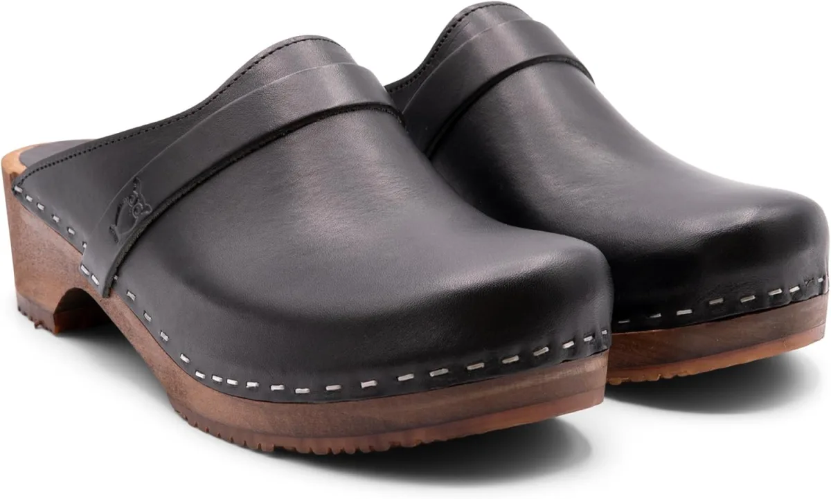 Sandgrens Handmade Swedish Wood Clogs for Men, Low Heel Mule view 4