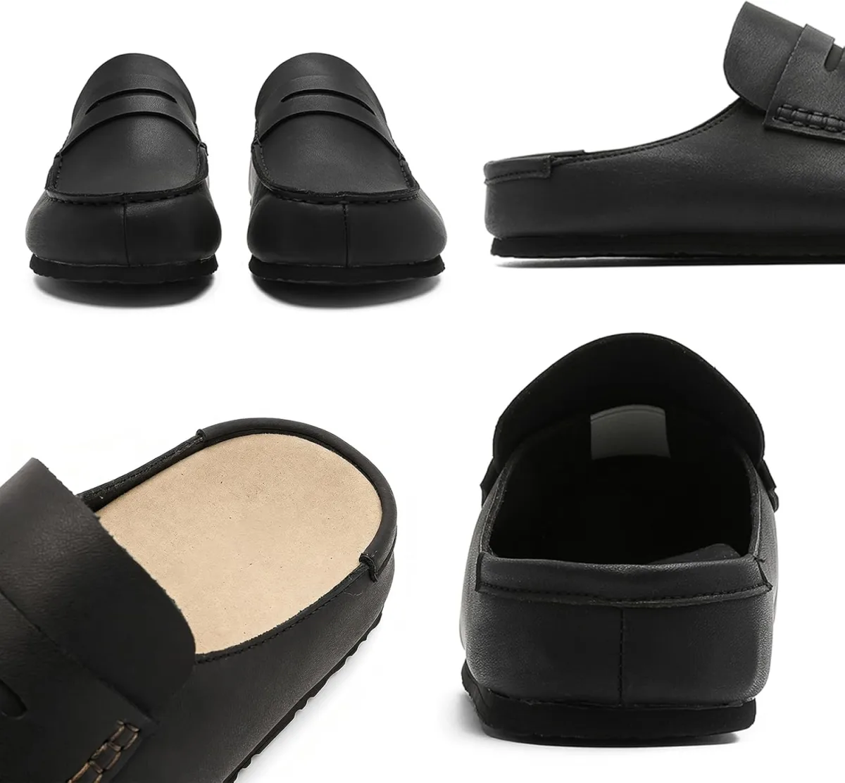 Men's Platform Clog Mules Comfortable Leather Suede Slippers with Arch Support view 3