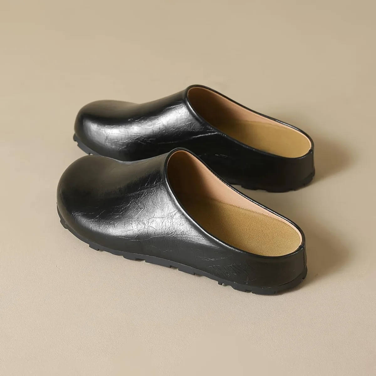Women's Leather Clogs Slip-on Mules with Arch Support Soft Cork Footbed Potato view 5