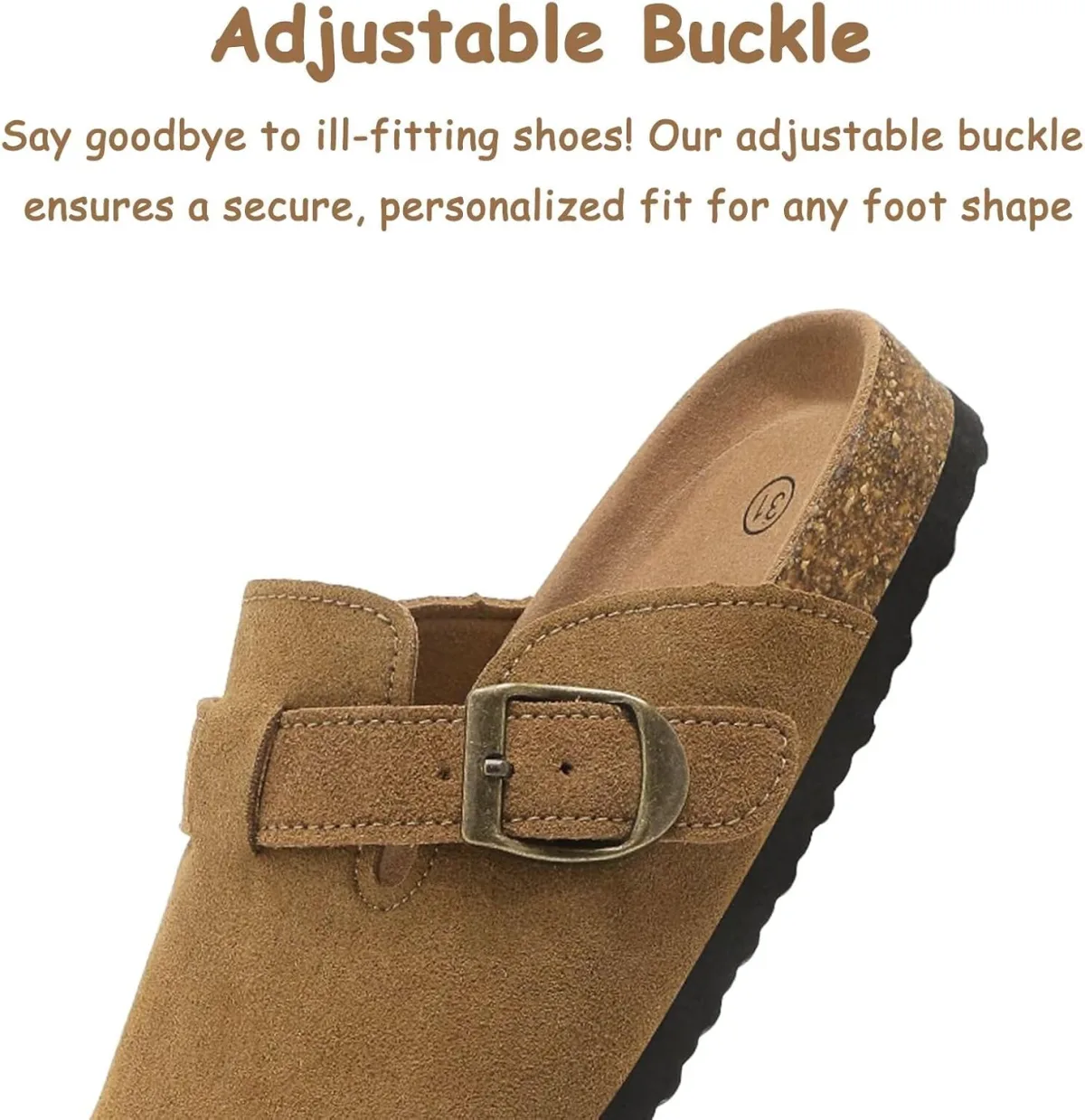 Kids Suede Clogs Boys Girls Mules Cork Genuine Leather Sandals with Adjustable view 6