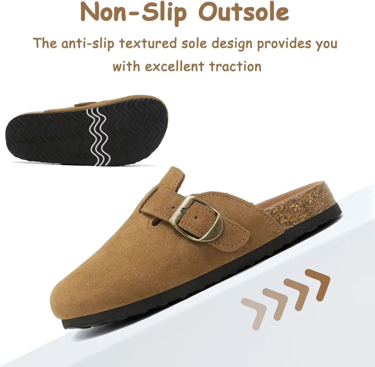 Kids Suede Clogs Boys Girls Mules Cork Genuine Leather Sandals with Adjustable view 5