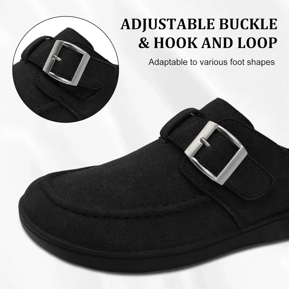 JOINFREE Womens Wide Suede Clogs Zero Drop Potato Shoes Diabetic Mules for Swo view 4