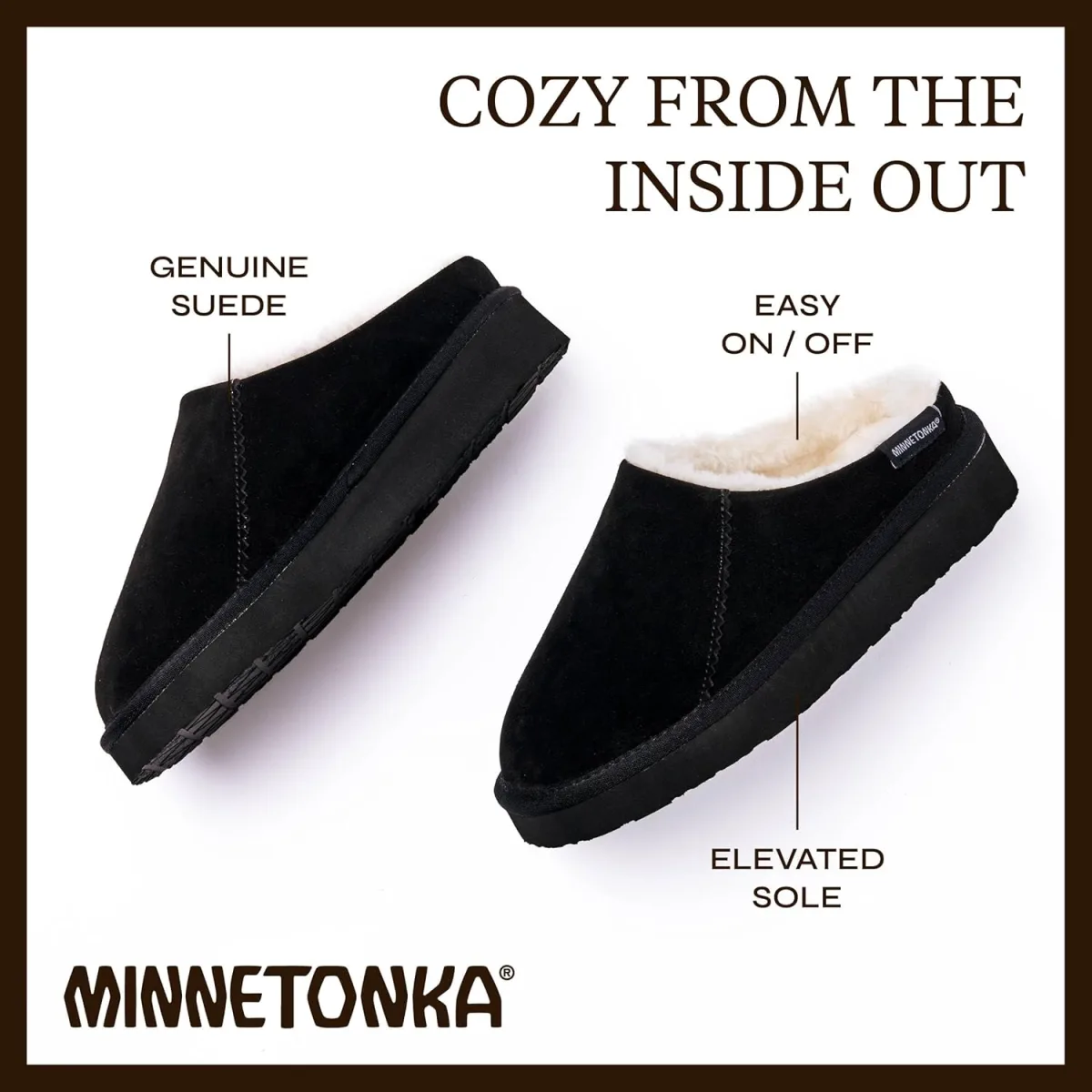 Minnetonka Women's Coze Around Clog Suede Faux Fur Lined Slippers view 5