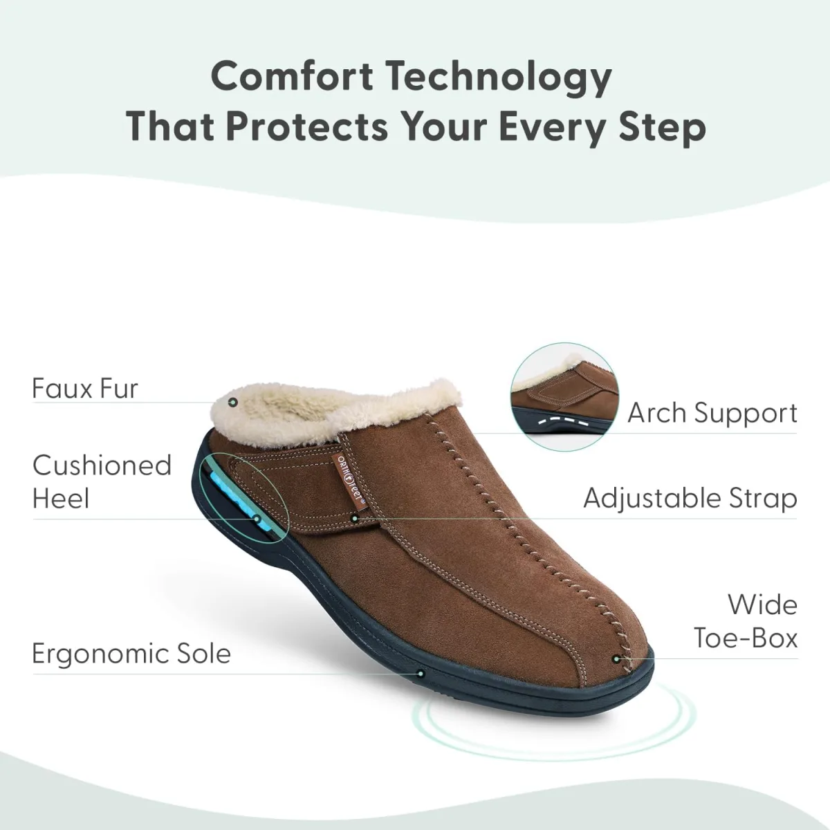 Orthofeet Men's Orthopedic Clog Slipper with Arch Support Asheville view 3