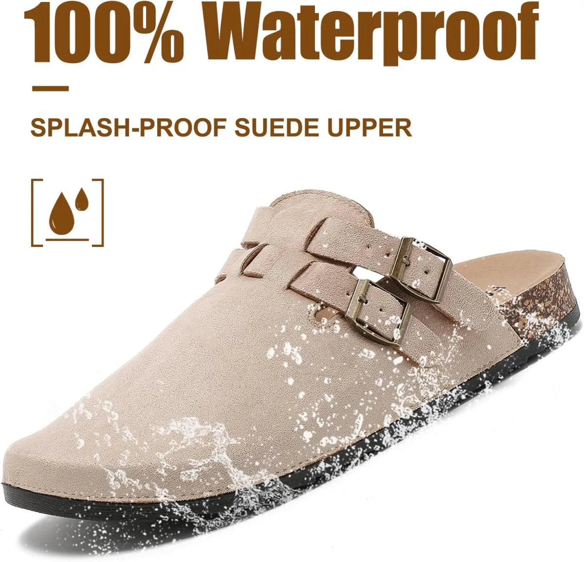 Men's Suede Clogs with Back Strap, Women's Leather Clogs with Arch Support Cor view 5