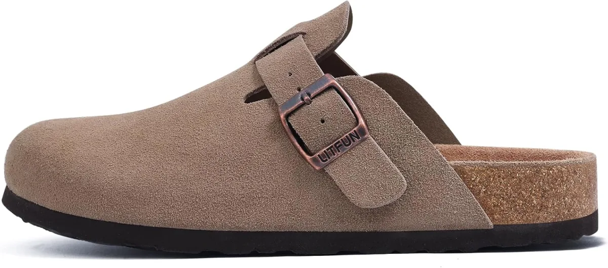 Litfun Unisex Genuine Suede Clogs Soft Footbed Leather Potato Shoes Comfort Sl view 4