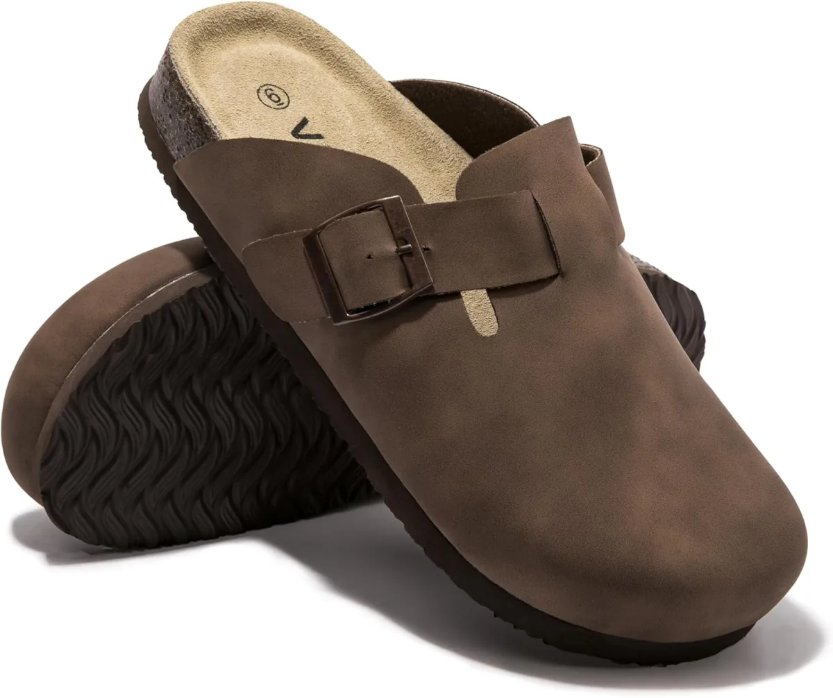 Suede Clogs Potato Shoes Cork Footbed Sandals Comfort Mules with Arch Support view 4