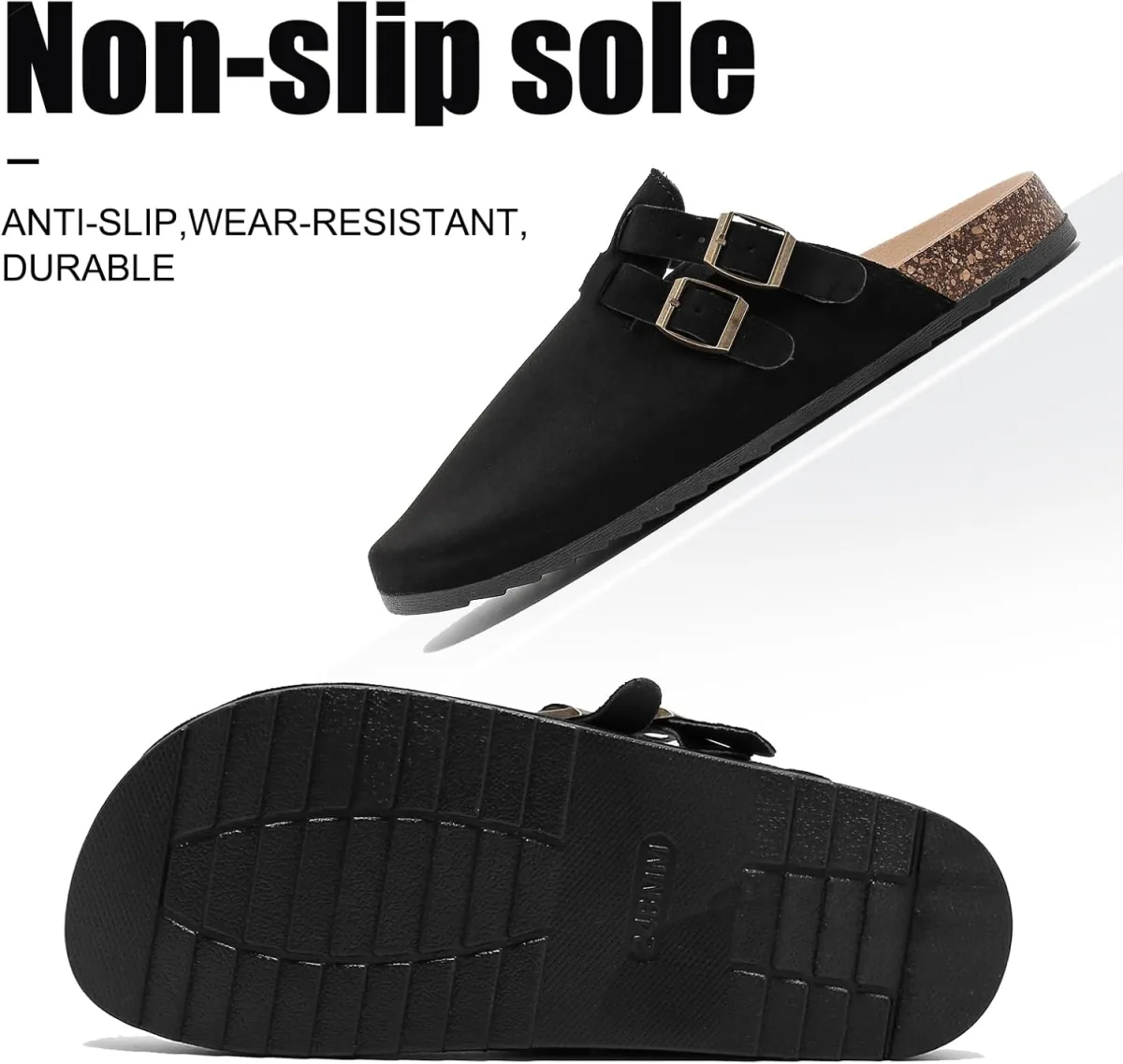 Men's Suede Clogs with Back Strap, Women's Leather Clogs with Arch Support Cor view 3