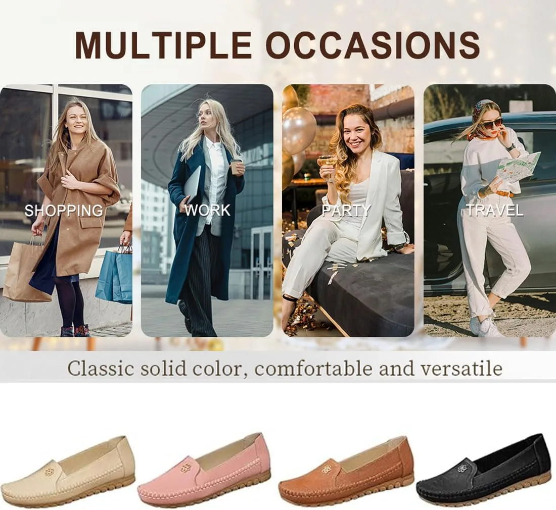 Loafers for Women, Stylish Orthopedic Leather Shoes Women's Casual Slip-On Wal view 3