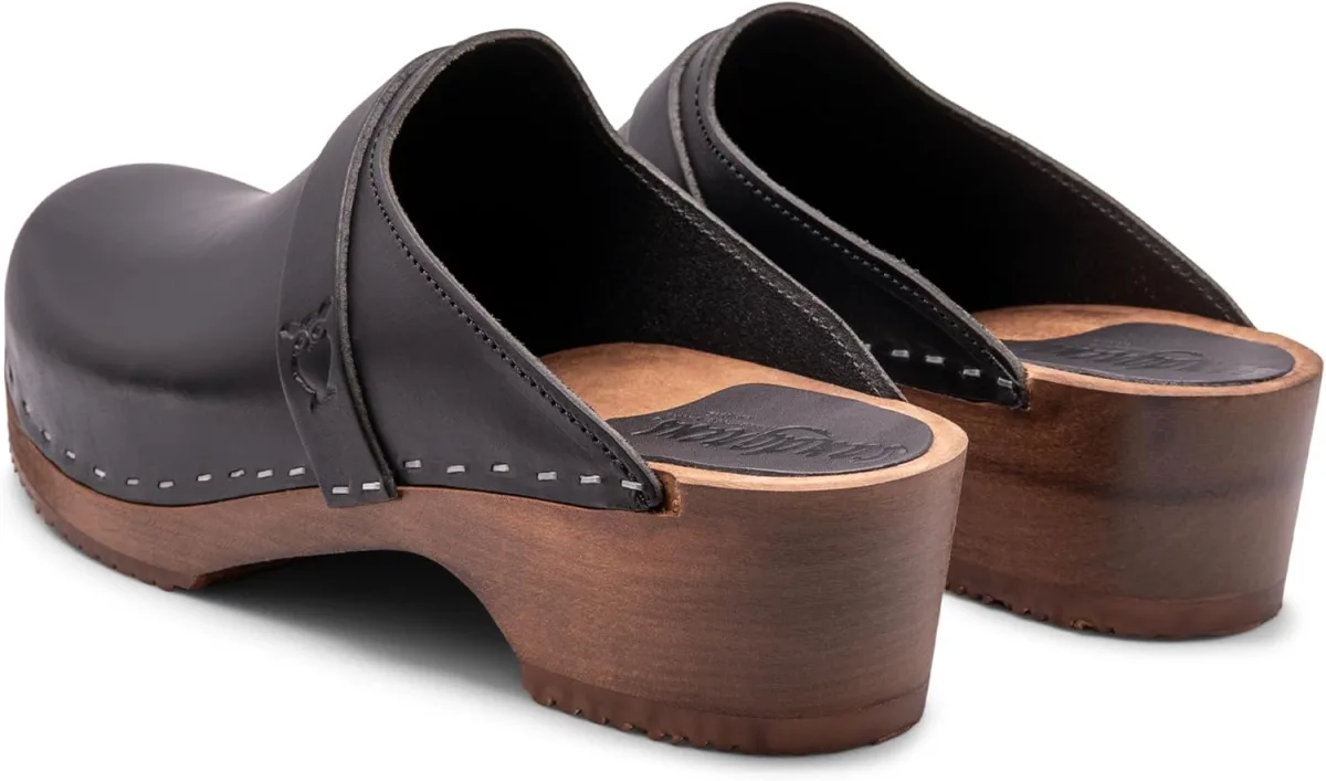 Sandgrens Handmade Swedish Wood Clogs for Men, Low Heel Mule view 5