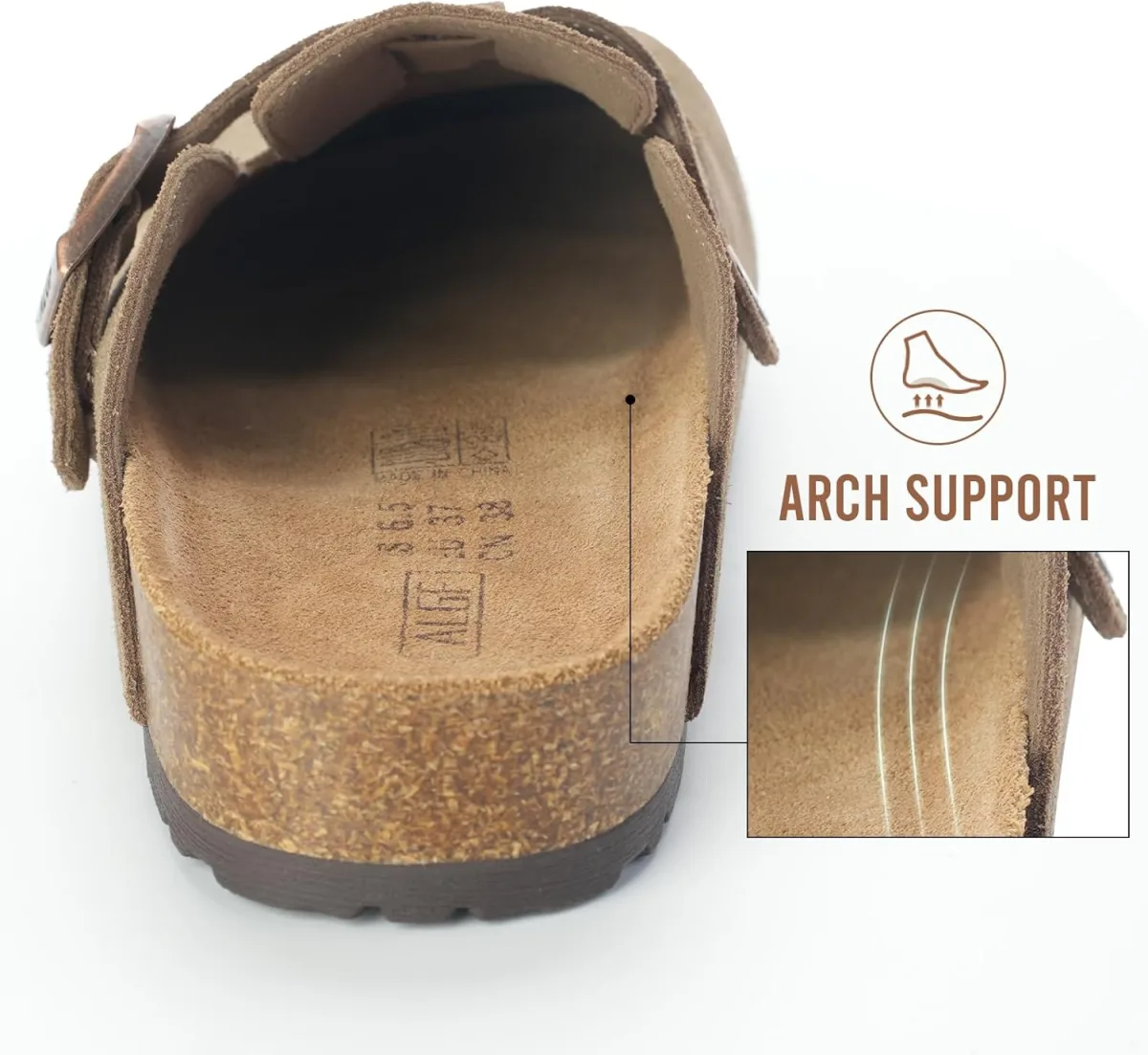 Women’s Genuine Suede Clogs for Women Slip-On Buckle Slides Women's Mules & Cl view 4