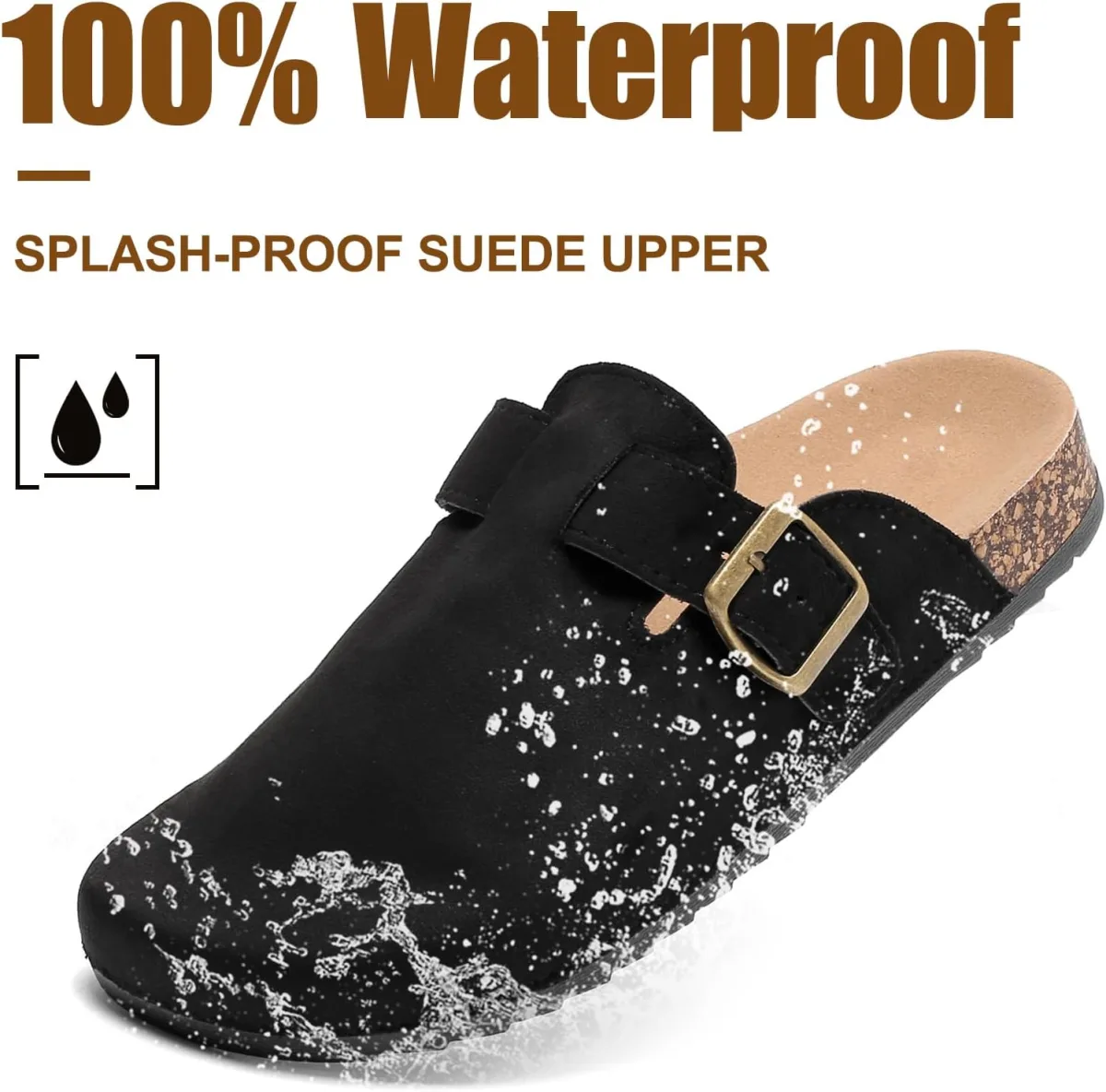 Women's Suede Clogs Mens Leather Mules Comfort Cork Footbed Antislip House San view 6