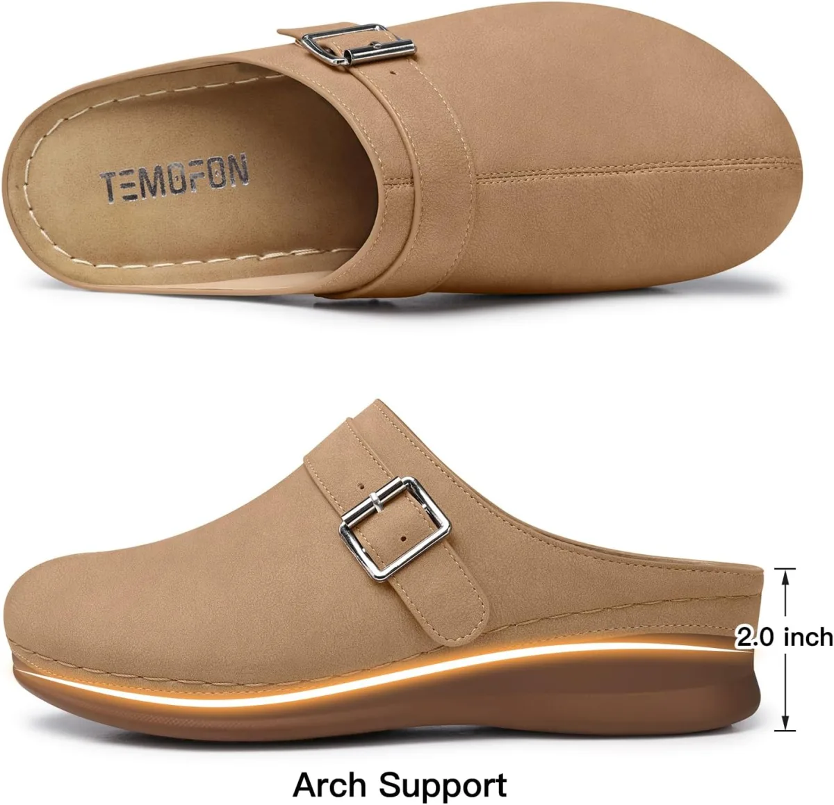 TEMOFON Clogs for Women Slip on Mules: Walking Comfortable, Non Slip, Closed T view 4