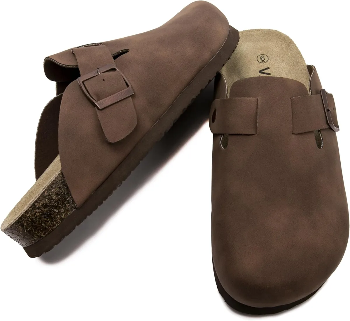 Suede Clogs Potato Shoes Cork Footbed Sandals Comfort Mules with Arch Support view 5