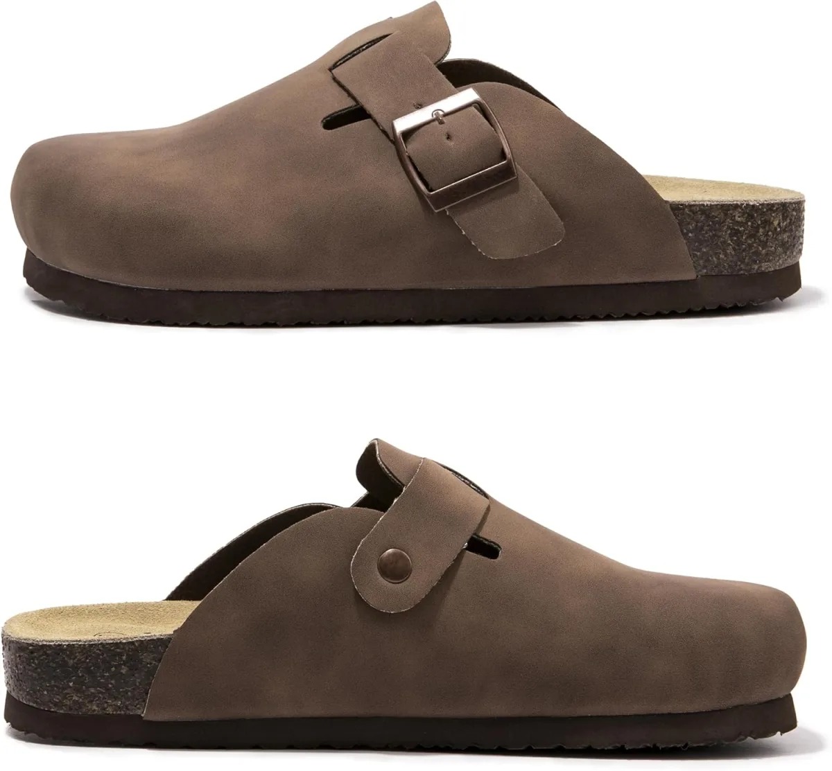 Suede Clogs Potato Shoes Cork Footbed Sandals Comfort Mules with Arch Support view 3