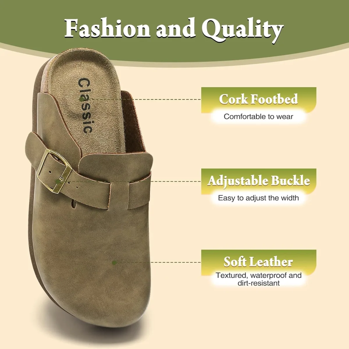 Genuine Leather Platform Clogs for Women Comfort Suede Clogs with Cork Footbed view 5