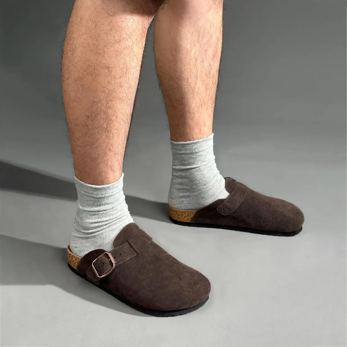 FITORY Mens Suede Clogs with Arch Support，Leather Cork Footed Mules Size 7-14 view 3